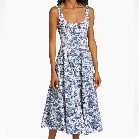 STAUD Dresses & Skirts - 🦋STAUD🦋 Blue Toile Wells Dress